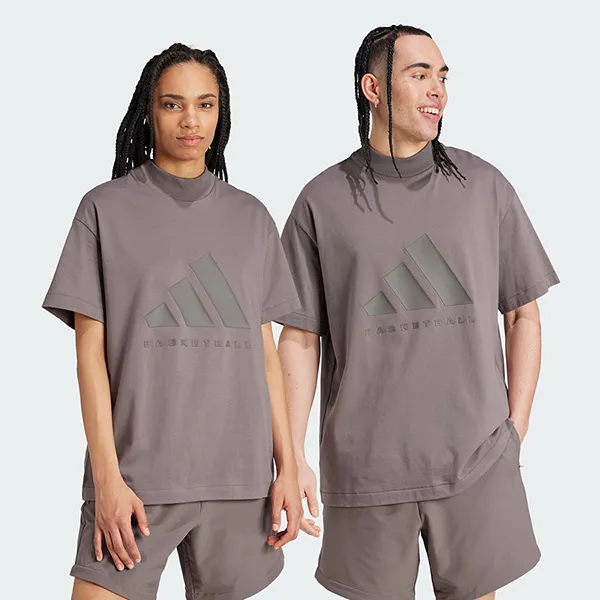 Bộ Quần Áo Cộc Tay Adidas Jersey Cotton One Basketball IX1970 Màu Tím Than Size S