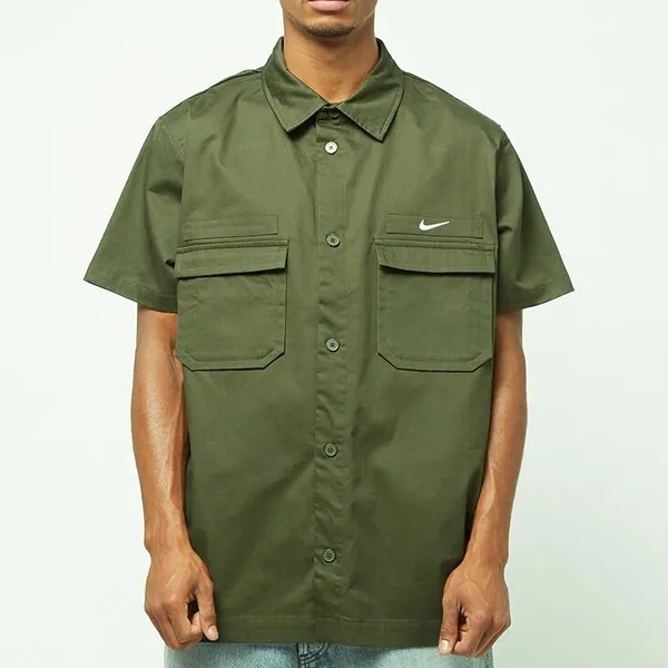 Bộ Quần Áo Cộc Tay Nam Nike Life Woven Military DX3340-325/FJ7137-325 Màu Xanh Bộ Đội Size L