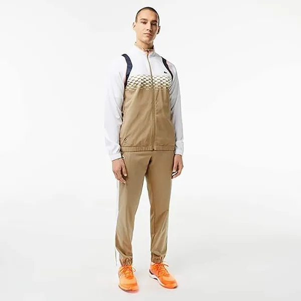 Bộ Quần Áo Thể Thao Nam Lacoste Tennis x Daniil Medvedev Jogger Set WH5222-00-WRI Màu Nâu/Trắng Size 2