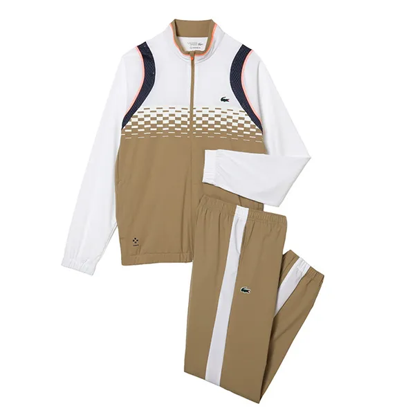 Bộ Quần Áo Thể Thao Nam Lacoste Tennis x Daniil Medvedev Jogger Set WH5222-00-WRI Màu Nâu/Trắng Size 2