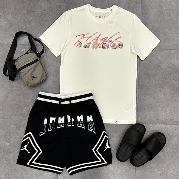 Bộ Thể Thao Nam Nike Jordan Flight Essentials Tshirt FN5966-133/FD5957-010 Màu Trắng Đen Size L
