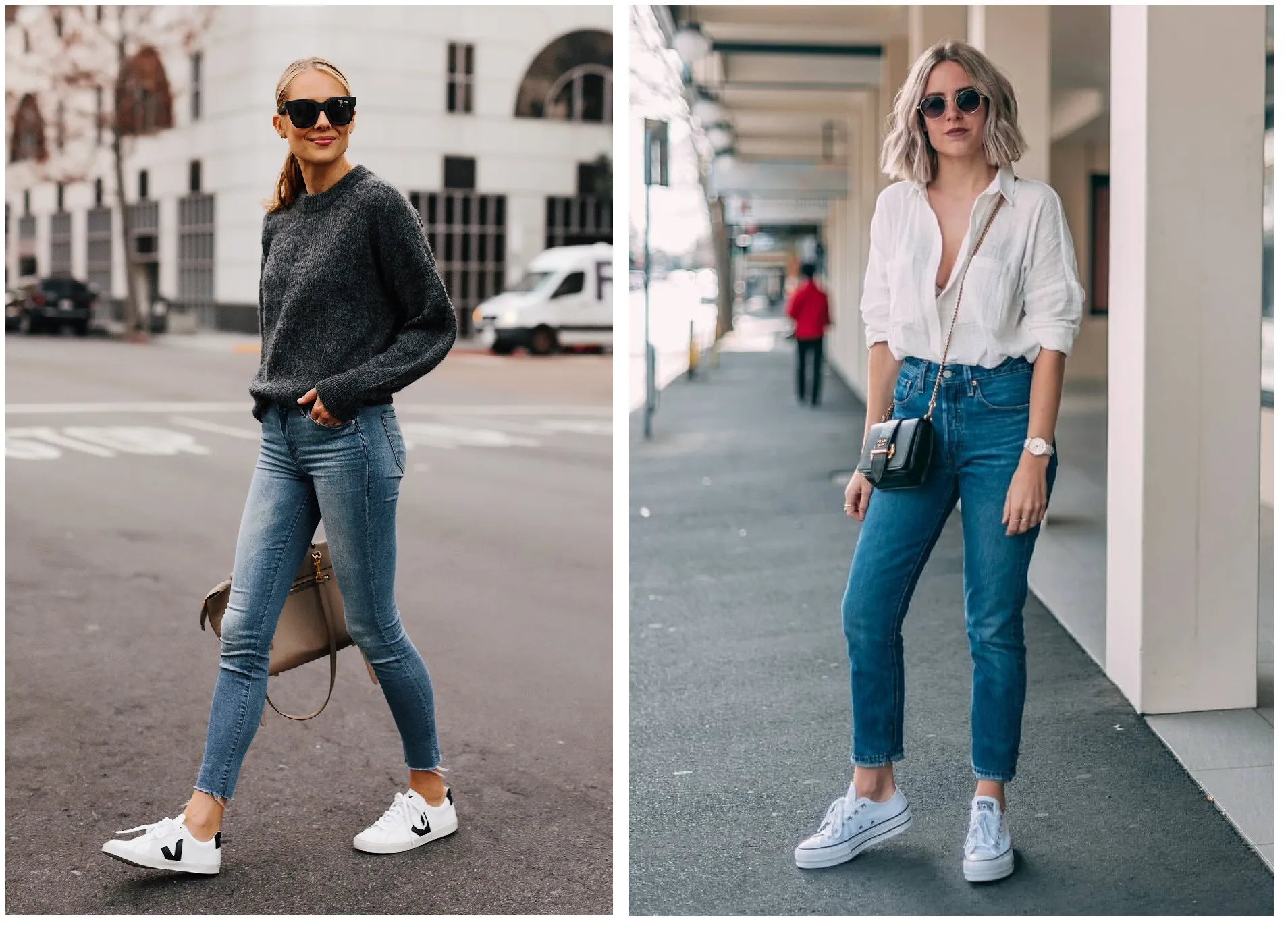 Phối Giày Trắng Với Quần Jeans