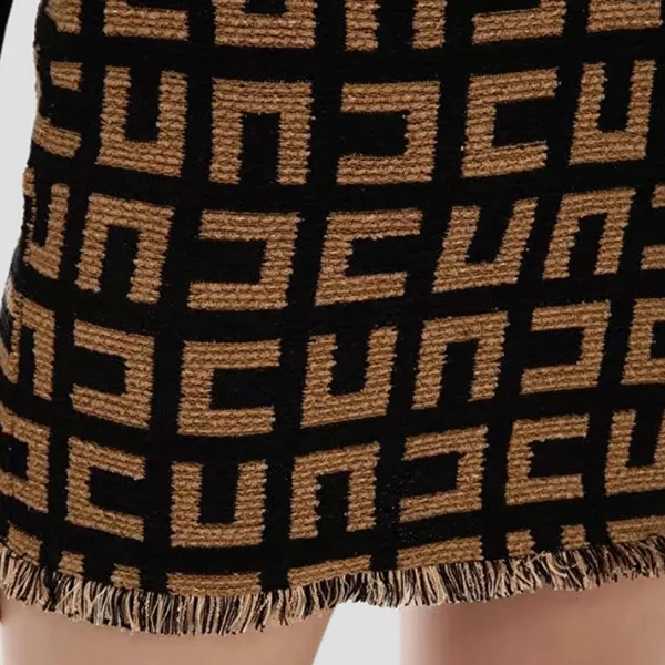 Chân Váy Nữ Elisabetta Franchi Brown With Logo Printed GGO04632EW Màu Nâu Đen Size 42