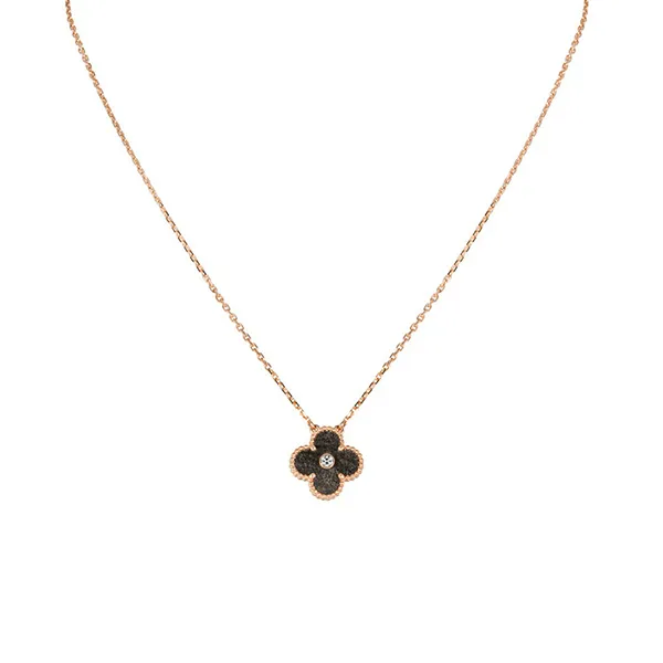Dây Chuyền Jewery Luxury Limited Edition Obsidian Vintage Alhambra Holiday Pendant Màu Vàng Đen - Trang sức - Vua Hàng Hiệu