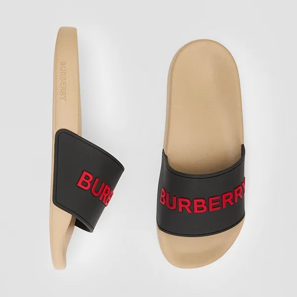Dép Burberry Logo Detail Two-Tone Slides 80588971 Màu Be/Đen Size 37 - Dép - Vua Hàng Hiệu