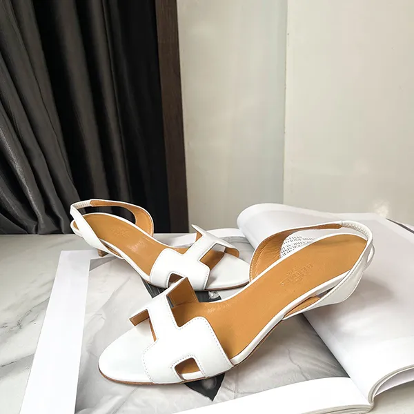 Dép Cao Gót Nữ Hermès Night Leather Sandals Màu Trắng Nâu Size 35 - Dép - Vua Hàng Hiệu