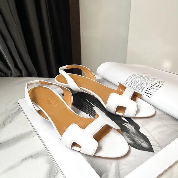 Dép Cao Gót Nữ Hermès Night Leather Sandals Màu Trắng Nâu Size 35 - Dép - Vua Hàng Hiệu