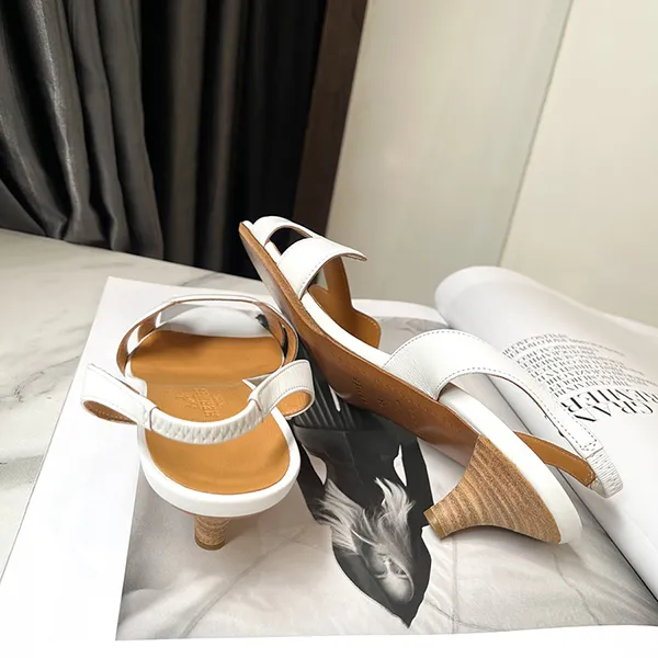 Dép Cao Gót Nữ Hermès Night Leather Sandals Màu Trắng Nâu Size 35 - Dép - Vua Hàng Hiệu
