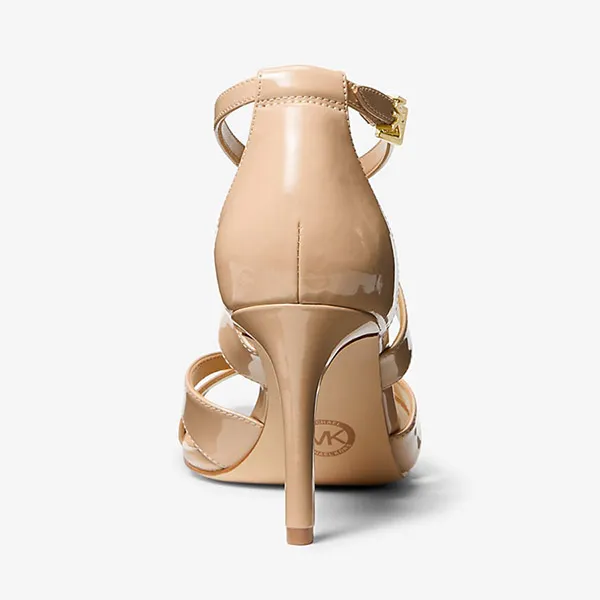 Dép Cao Gót Nữ Michael Kors MK Kinsley Faux Patent Leather Sandal 40S3KSMS1A Màu Camel Size 6
