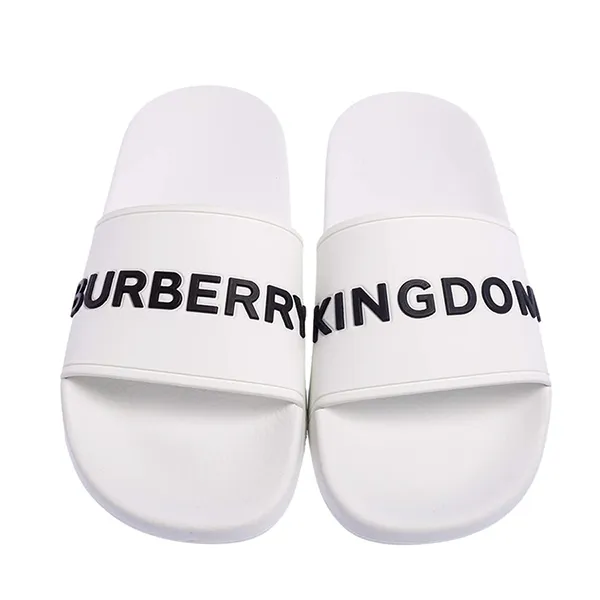 Dép Nam Burberry White Rubber Kingdom Motif Slip On Slides Màu Trắng Size 40 - Dép - Vua Hàng Hiệu