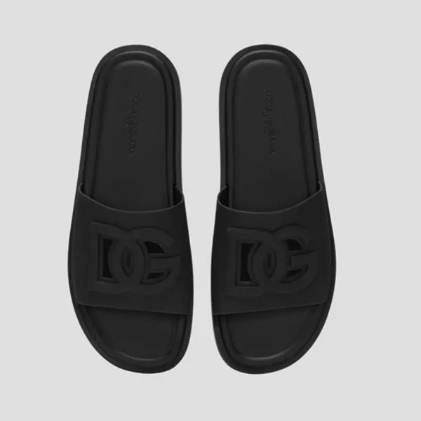 Dép Nam Dolce & Gabbana D&G Rubber With Logo Slide CS2215 AN994 80999 Màu Đen Size 40