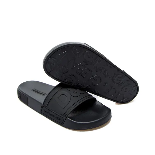 Dép Nam Dolce & Gabbana Rubber D&G With Logo CS1786 AX389 8B956 Màu Đen Size 39
