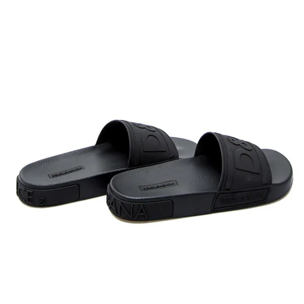 Dép Nam Dolce & Gabbana Rubber D&G With Logo CS1786 AX389 8B956 Màu Đen Size 39