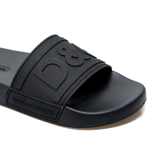 Dép Nam Dolce & Gabbana Rubber D&G With Logo CS1786 AX389 8B956 Màu Đen Size 39