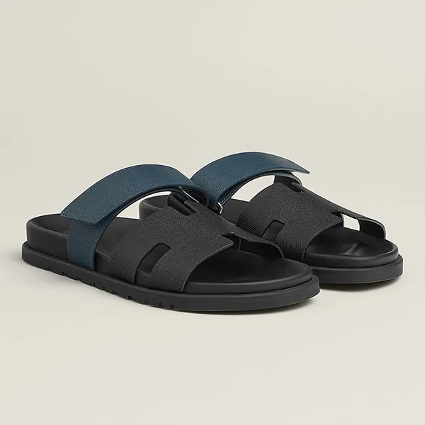 Dép Nam Hermès Chypre Sandal Màu Xanh Đen Size 39.5 - Dép - Vua Hàng Hiệu