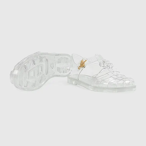 Dép Sandal Gucci Transparent Rubber With Double G Logo 676970-JFM00-8300 Màu Trong Suốt Size 39