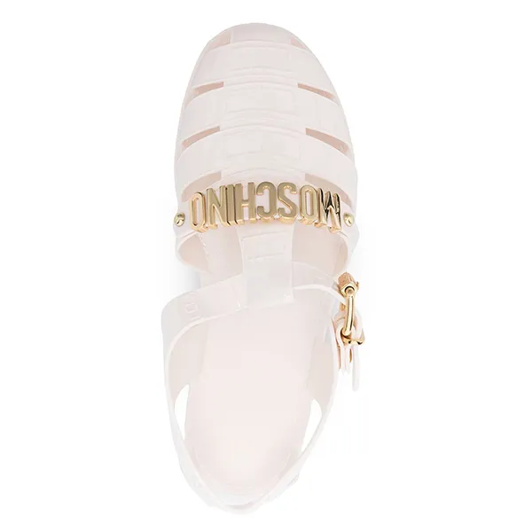 Dép Sandal Nữ Moschino Logo Plaque Sandals Màu Trắng Size 38 - Dép - Vua Hàng Hiệu