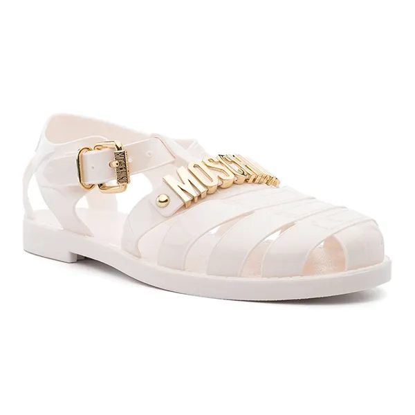 Dép Sandal Nữ Moschino Logo Plaque Sandals Màu Trắng Size 38 - Dép - Vua Hàng Hiệu