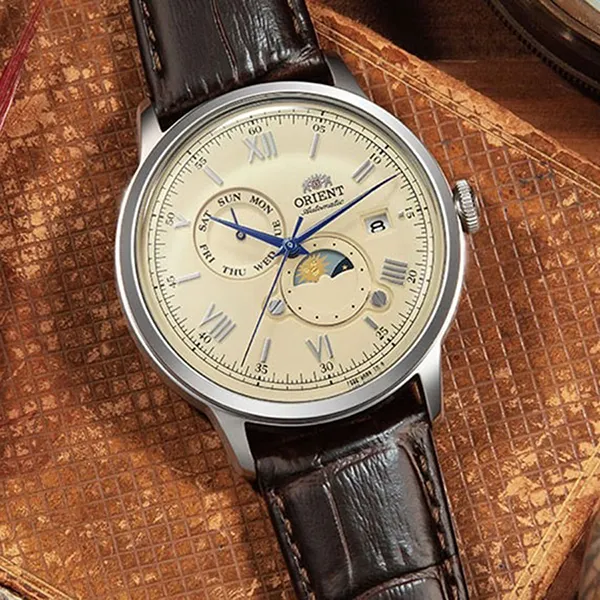 Đồng Hồ Nam Orient Classic Sun And Moon RA-AK0803Y10B (RA-AK0803Y30B) Màu Nâu Vàng