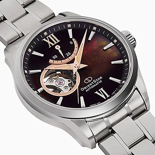 Đồng Hồ Nam Orient Star Open Heart Semi-Skeleton RK-AT0010A Màu Bạc/Nâu