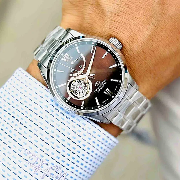 Đồng Hồ Nam Orient Star Open Heart Semi-Skeleton RK-AT0010A Màu Bạc/Nâu