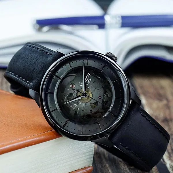 Đồng Hồ Nam Tissot Chemin Des Tourelles Squelette T139.836.36.441.00 Màu Đen Xám