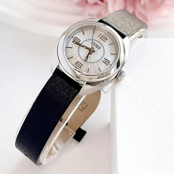 Đồng Hồ Nữ Fendi Momento Mother Of Pearl Dial Black Leather F217024511 Màu Đen Bạc - Đồng hồ - Vua Hàng Hiệu