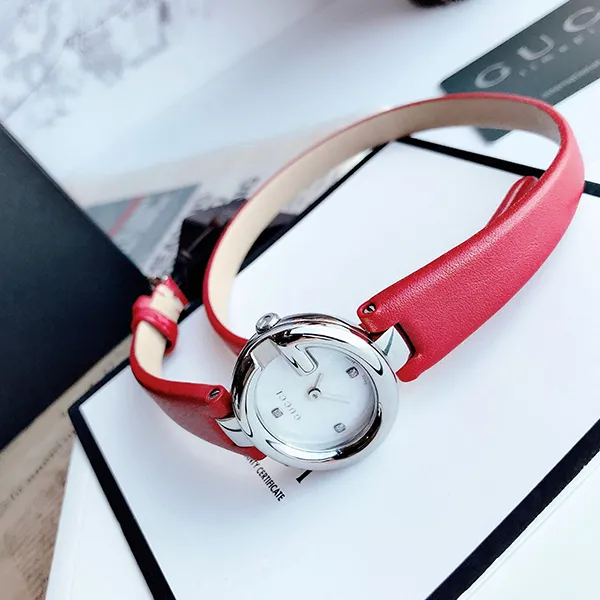 Đồng Hồ Nữ Gucci Guccissima Mother Of Pearl Dial Red Leather YA134508 Màu Đỏ Bạc - Đồng hồ - Vua Hàng Hiệu
