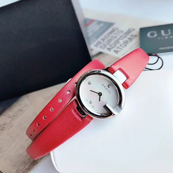 Đồng Hồ Nữ Gucci Guccissima Mother Of Pearl Dial Red Leather YA134508 Màu Đỏ Bạc - Đồng hồ - Vua Hàng Hiệu