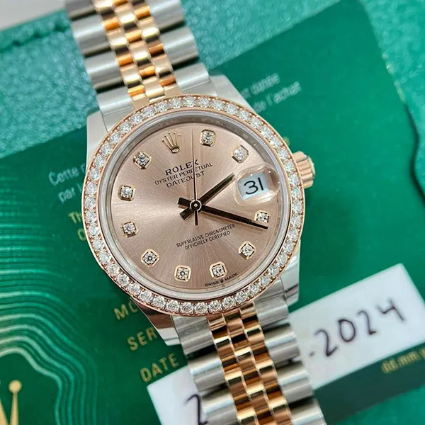 Đồng Hồ Nữ Rolex Datejust 278381RBR Dial Pink 31mm Màu Demi (Bạc - Vàng Hồng)