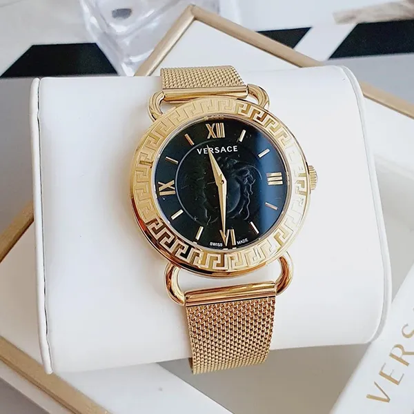 Đồng Hồ Nữ Versace Medusa Black Dial Watch VEPU00820 Màu Vàng