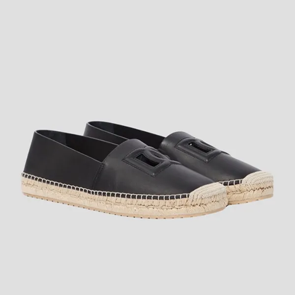 Giày Slip On Nam Dolce & Gabbana D&G Black Leather With Logo A50574 AO602 Màu Đen Size 40 - Giày - Vua Hàng Hiệu