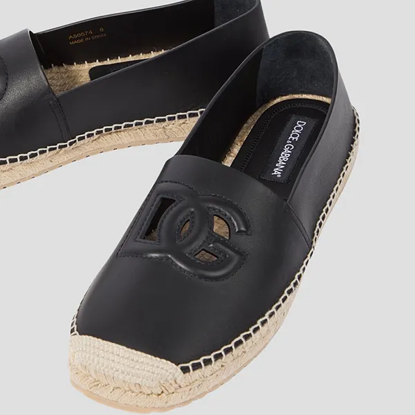 Giày Slip On Nam Dolce & Gabbana D&G Black Leather With Logo A50574 AO602 Màu Đen Size 40 - Giày - Vua Hàng Hiệu