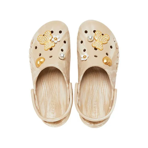 Giày Sục Nữ Crocs Women's Baya Platform Marbled Charm Clog Màu Nâu Be Size 36