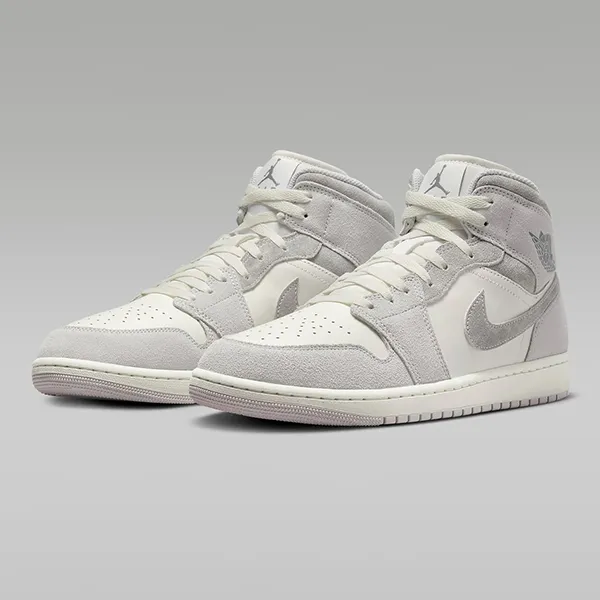 Giày Thể Thao Nam Nike Air Jordan 1 Mid SE FQ7720-002 Màu Trắng Xám Size 45.5 - Giày - Vua Hàng Hiệu