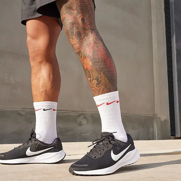 Giày Thể Thao Nam Nike Revolution 7 Road Running FB2207-001 Màu Đen Trắng Size 42.5 - Giày - Vua Hàng Hiệu