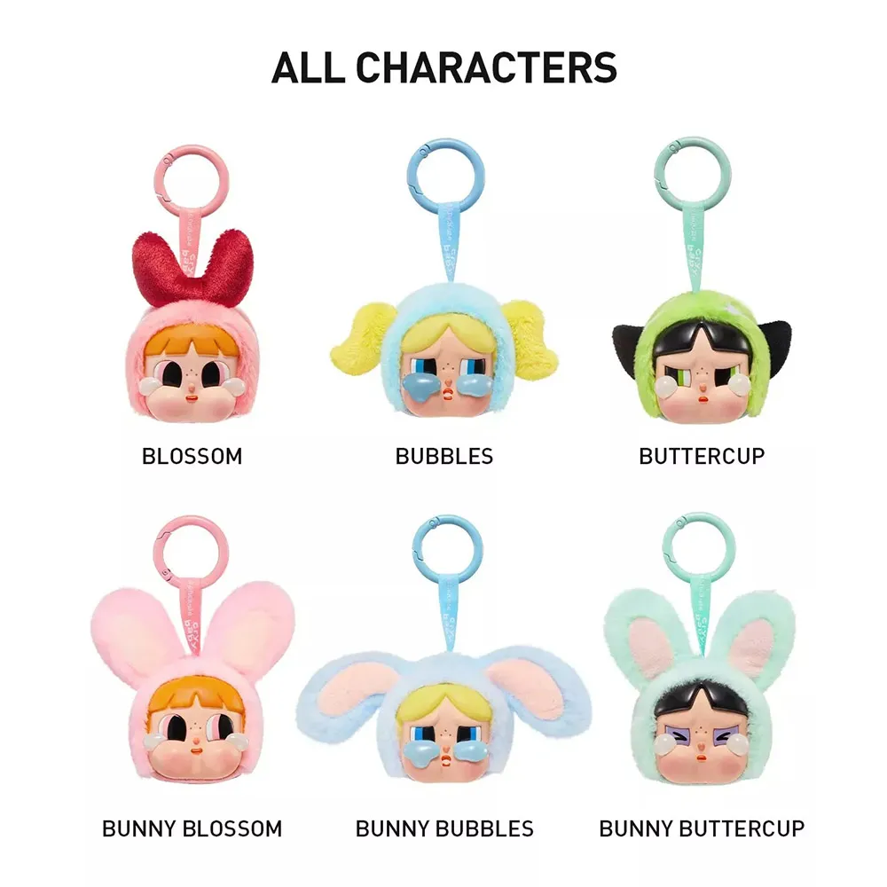Móc Khóa Pop Mart Crybaby x Powerpuff Girls Series Vinyl Face Plush Blind Box Bunny Buttercup Màu Xanh - Phụ kiện - Vua Hàng Hiệu