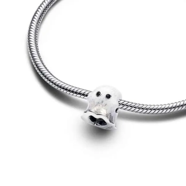 Hạt Vòng Charm Pandora Glow In The Dark Boo Ghost Charm 793404C01 Màu Bạc