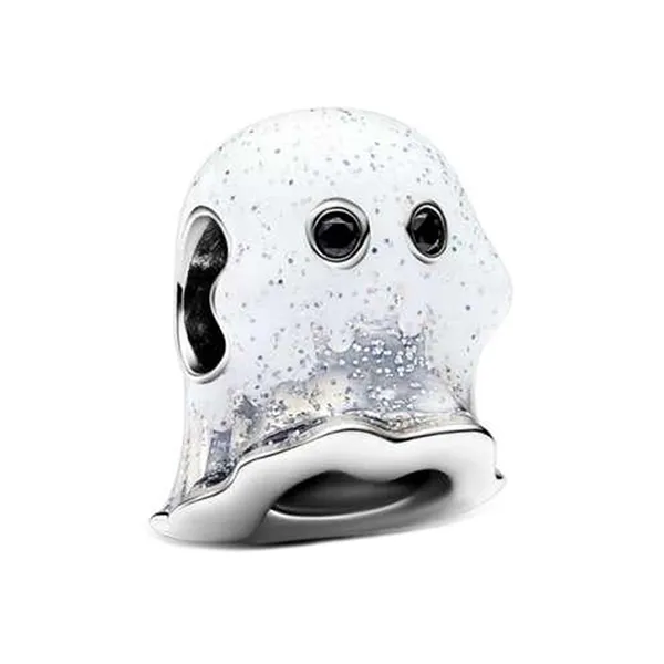 Hạt Vòng Charm Pandora Glow In The Dark Boo Ghost Charm 793404C01 Màu Bạc