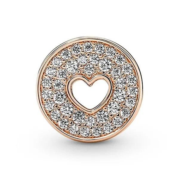 Hạt Vòng Charm Pandora Pave & Heart Anniversary Charm 781977C01 Màu Vàng Hồng - Trang sức - Vua Hàng Hiệu