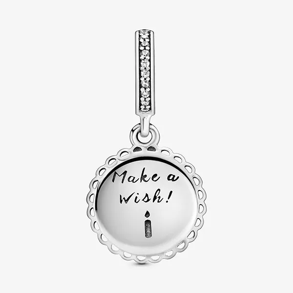 Hạt Vòng Charm Pandora Pink Birthday Cake Dangle 798888C01 Màu Bạc