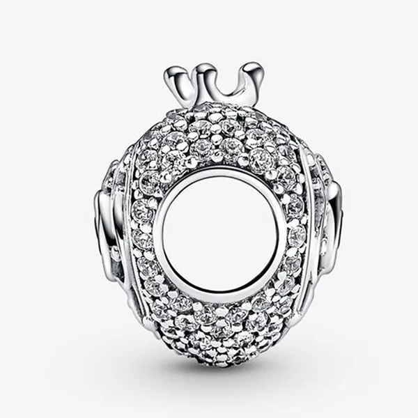 Hạt Vòng Charm Pandora Regal Crown & Heart 790763C01 Màu Bạc