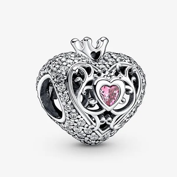 Hạt Vòng Charm Pandora Regal Crown & Heart 790763C01 Màu Bạc