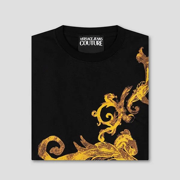 Áo Phông Nam Versace Jeans Couture With Baroque Logo Printed T-Shirt 76GAH6SW JS304 G89 Màu Đen/Vàng Size M - Thời trang - Vua Hàng Hiệu