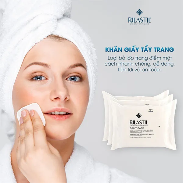 Khăn Giấy Tẩy Trang Rilastil Daily Care Make-up Removing Wipes