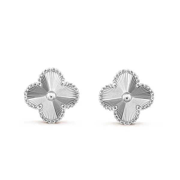 Khuyên Tai Nữ Jewery Luxury Vintage Alhambra Earrings 18k White Gold Màu Bạc - Trang sức - Vua Hàng Hiệu