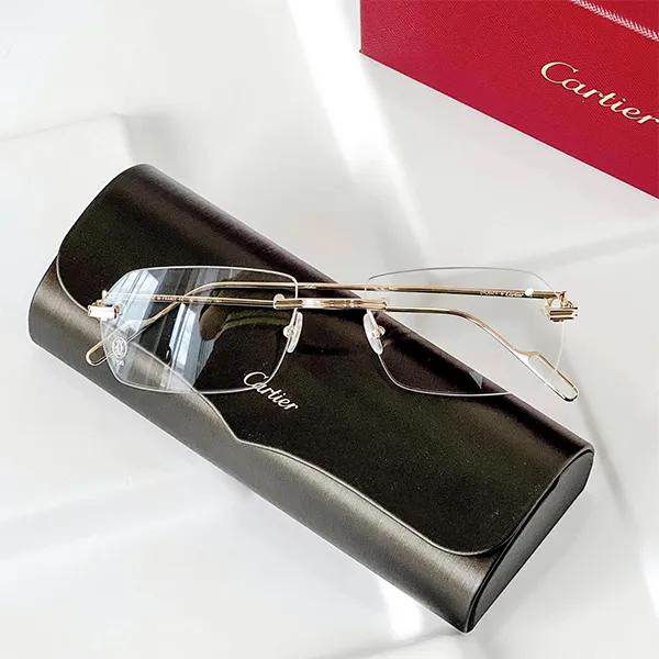 Kính Mắt Cận Cartier Eyeglasse CT0162O 001 Màu Vàng Gold