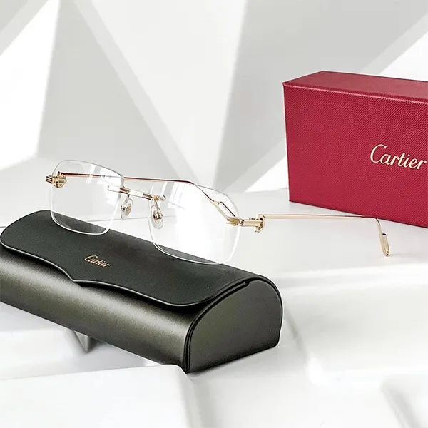 Kính Mắt Cận Cartier Eyeglasse CT0162O 001 Màu Vàng Gold