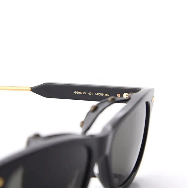 Kính Mát Nam Gucci GG0671S 001 Màu Đen Vàng Gold