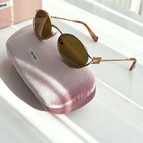 Kính Mát Miu Miu MU52YS 7OE01T Sunglasses Màu Vàng Nâu - Kính mắt - Vua Hàng Hiệu